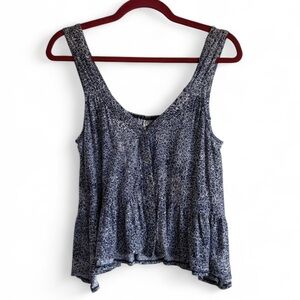Free People Floral Ruffle Bottom Tank Top Size S/M